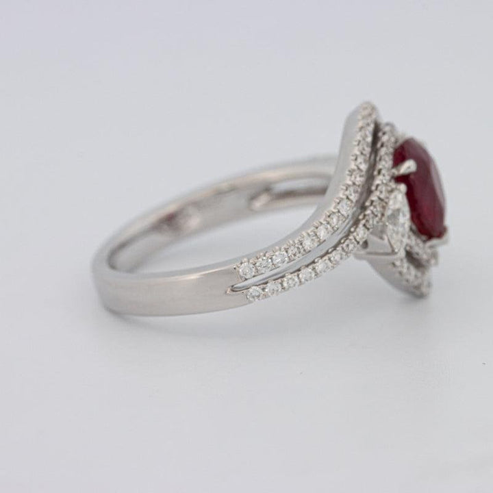 1.35 CT Pearshape Red Ruby Ring - ZIZOV DIAMONDS