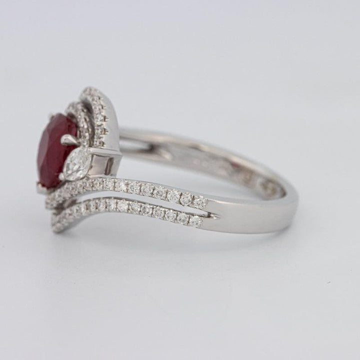1.35 CT Pearshape Red Ruby Ring - ZIZOV DIAMONDS