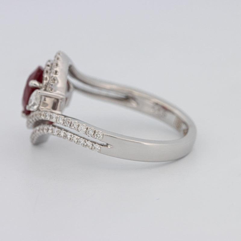 1.35 CT Pearshape Red Ruby Ring - ZIZOV DIAMONDS