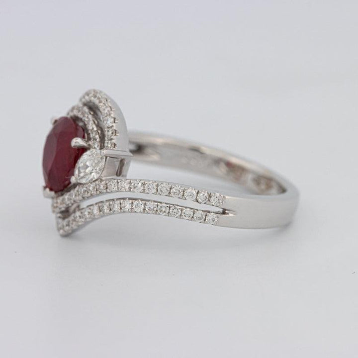 1.35 CT Pearshape Red Ruby Ring - ZIZOV DIAMONDS