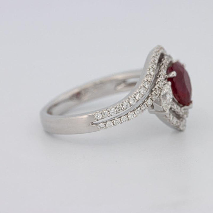 1.35 CT Pearshape Red Ruby Ring - ZIZOV DIAMONDS