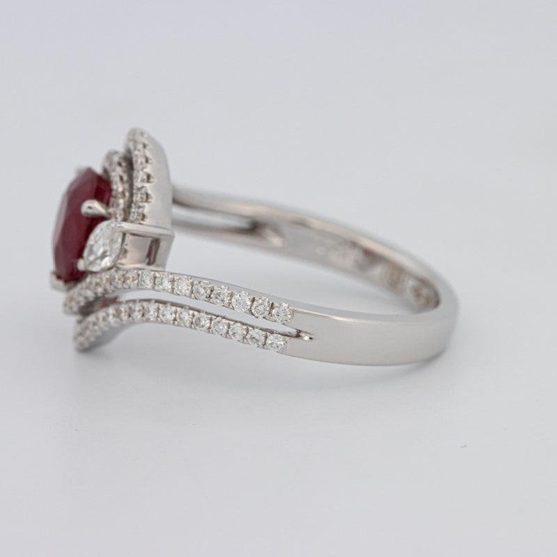 1.35 CT Pearshape Red Ruby Ring - ZIZOV DIAMONDS