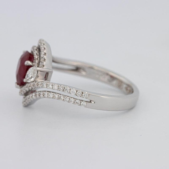 1.35 CT Pearshape Red Ruby Ring - ZIZOV DIAMONDS