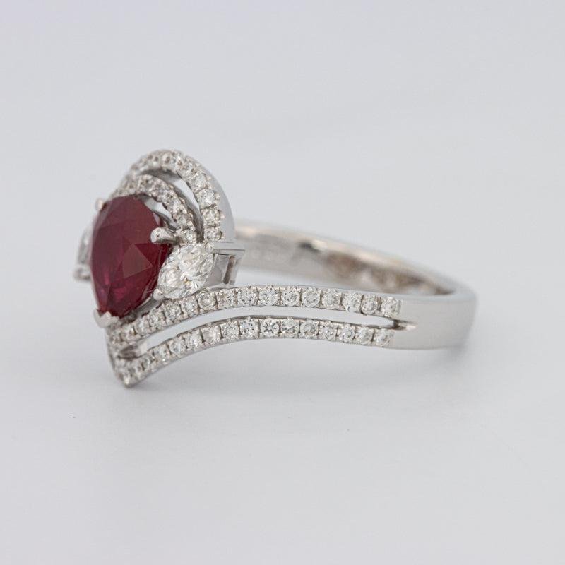 1.35 CT Pearshape Red Ruby Ring - ZIZOV DIAMONDS