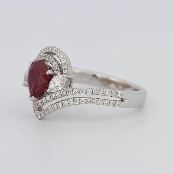 1.35 CT Pearshape Red Ruby Ring - ZIZOV DIAMONDS