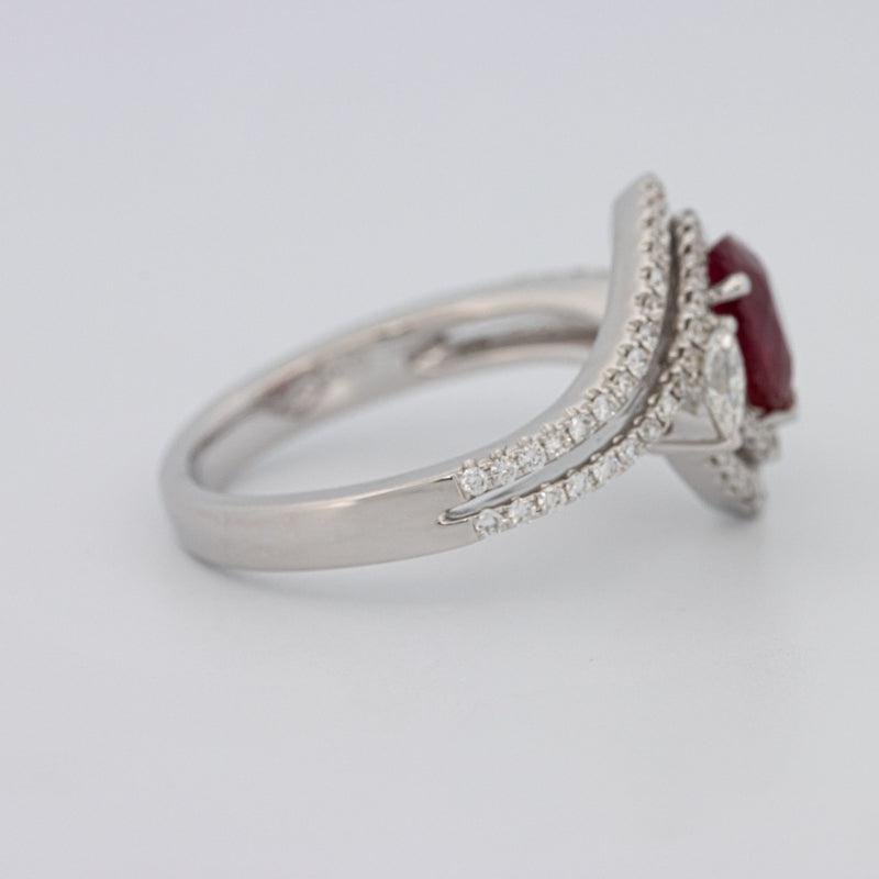 1.35 CT Pearshape Red Ruby Ring - ZIZOV DIAMONDS