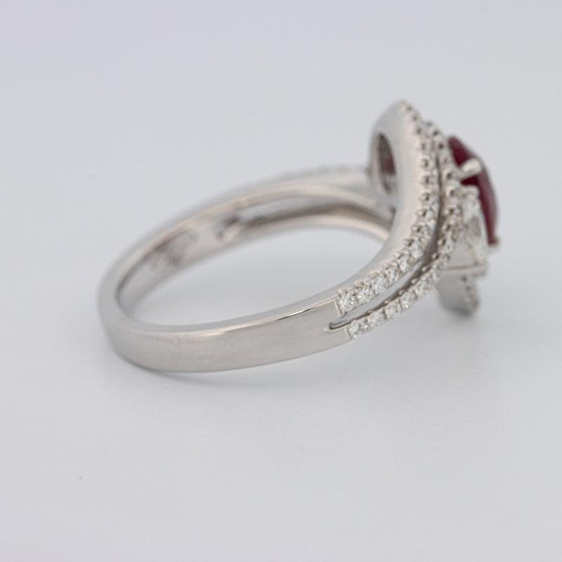 1.35 CT Pearshape Red Ruby Ring - ZIZOV DIAMONDS