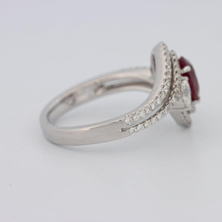 1.35 CT Pearshape Red Ruby Ring - ZIZOV DIAMONDS