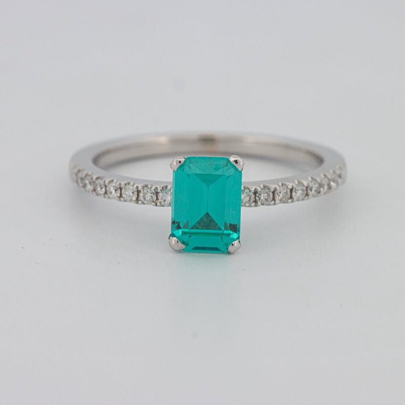 1.40 CT Emerald Cut Paraiba Ring - ZIZOV DIAMONDS