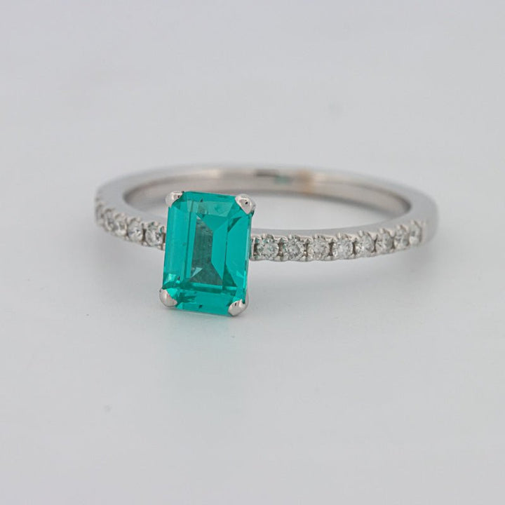 1.40 CT Emerald Cut Paraiba Ring - ZIZOV DIAMONDS