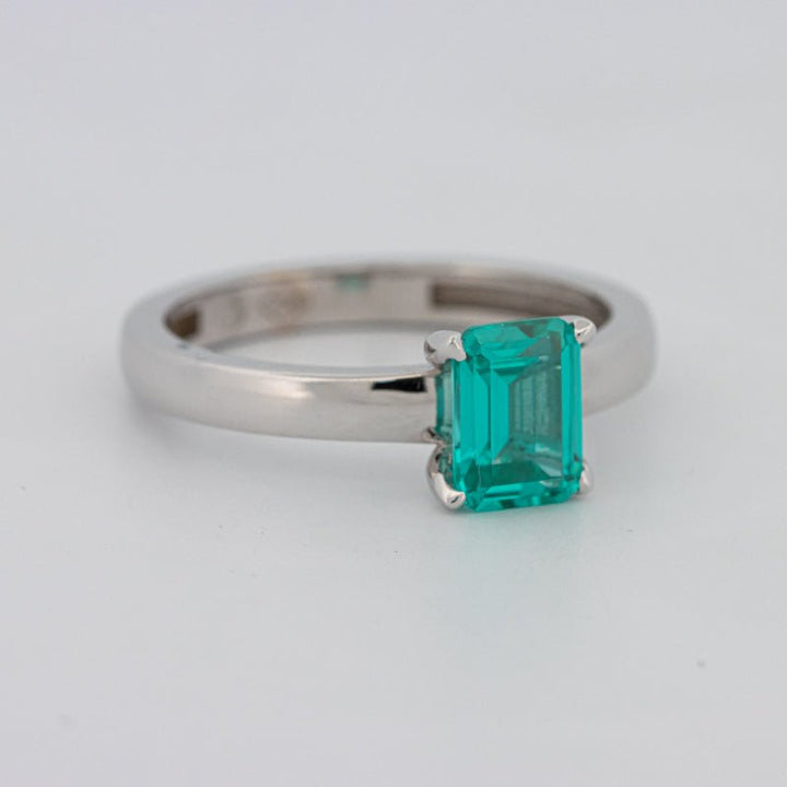 1.40 CT Emerald Cut Paraiba Ring - ZIZOV DIAMONDS