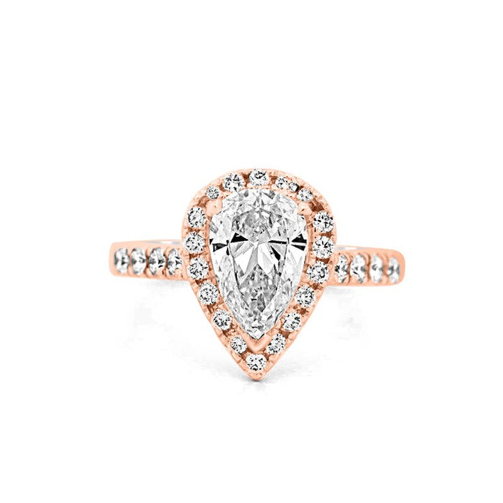 1.50 CT Pear - shape Halo Solitaire - ZIZOV DIAMONDS