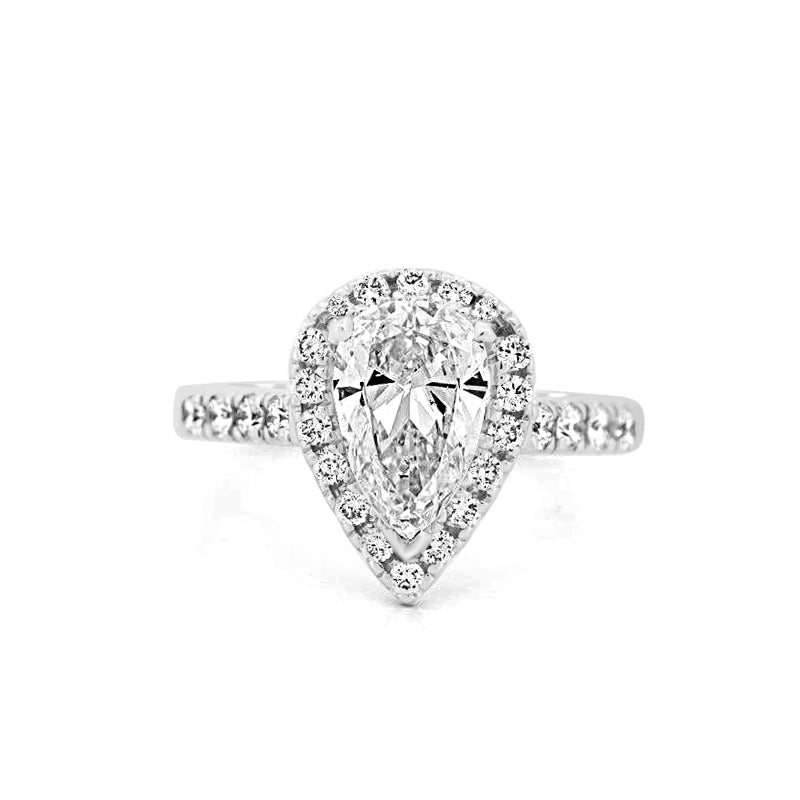1.50 CT Pear - shape Halo Solitaire - ZIZOV DIAMONDS
