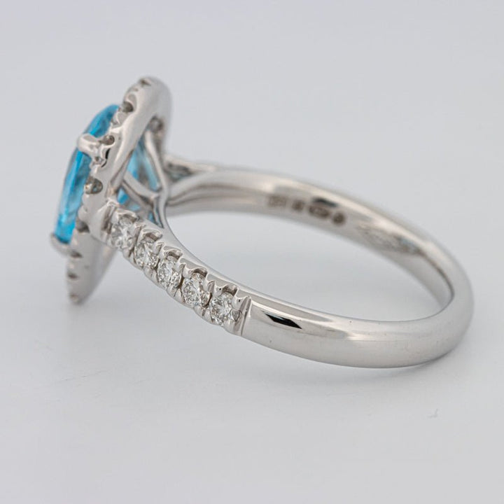 1.50 CT Pear - shape Topaz Halo Ring - ZIZOV DIAMONDS