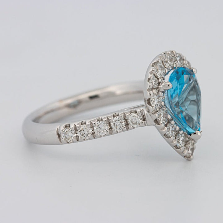 1.50 CT Pear - shape Topaz Halo Ring - ZIZOV DIAMONDS
