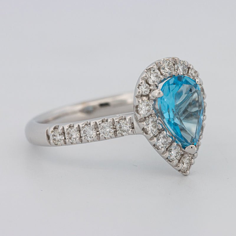 1.50 CT Pear - shape Topaz Halo Ring - ZIZOV DIAMONDS