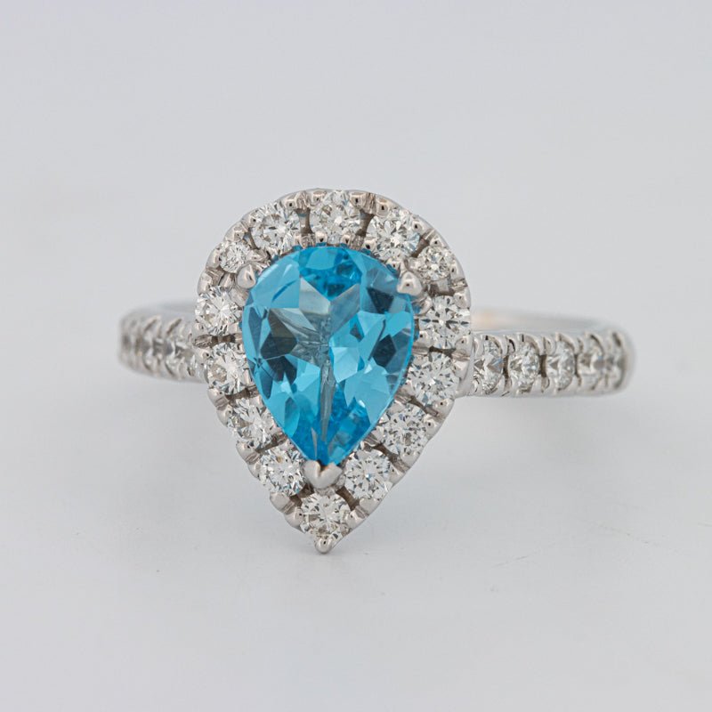 1.50 CT Pear - shape Topaz Halo Ring - ZIZOV DIAMONDS