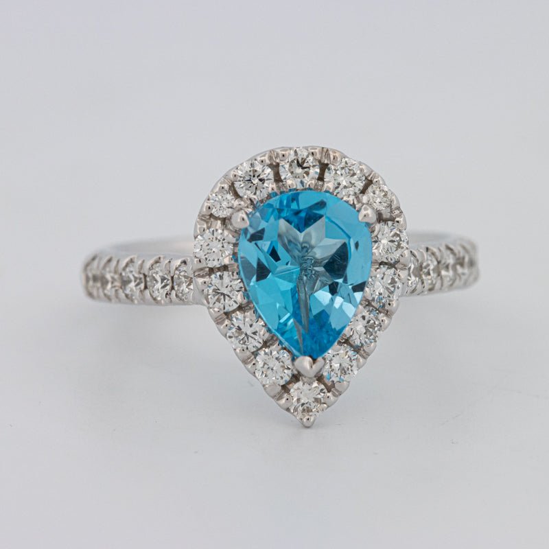 1.50 CT Pear - shape Topaz Halo Ring - ZIZOV DIAMONDS