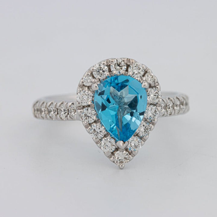 1.50 CT Pear - shape Topaz Halo Ring - ZIZOV DIAMONDS
