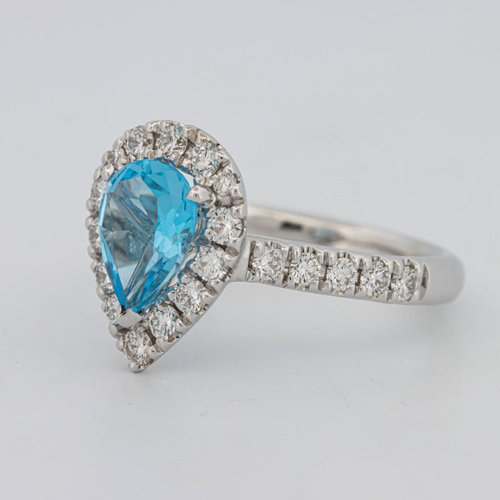 1.50 CT Pear - shape Topaz Halo Ring - ZIZOV DIAMONDS