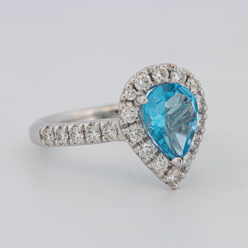 1.50 CT Pear - shape Topaz Halo Ring - ZIZOV DIAMONDS