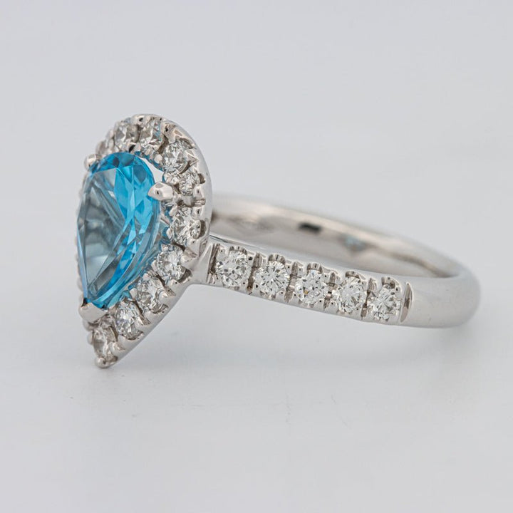 1.50 CT Pear - shape Topaz Halo Ring - ZIZOV DIAMONDS