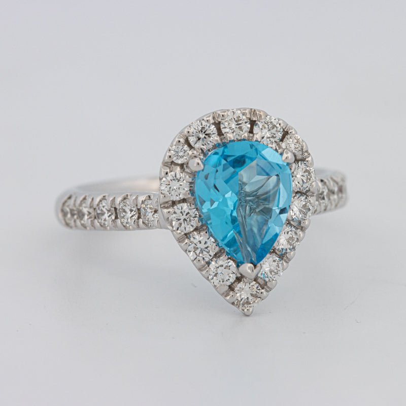 1.50 CT Pear - shape Topaz Halo Ring - ZIZOV DIAMONDS
