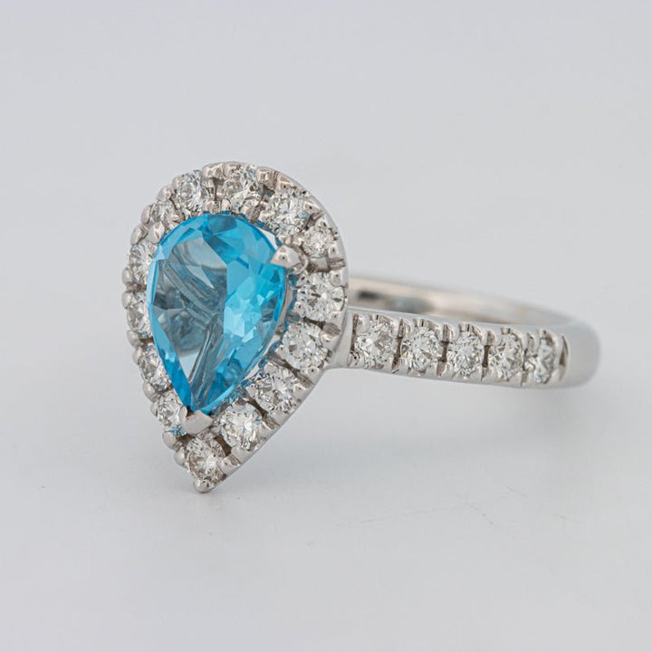 1.50 CT Pear - shape Topaz Halo Ring - ZIZOV DIAMONDS