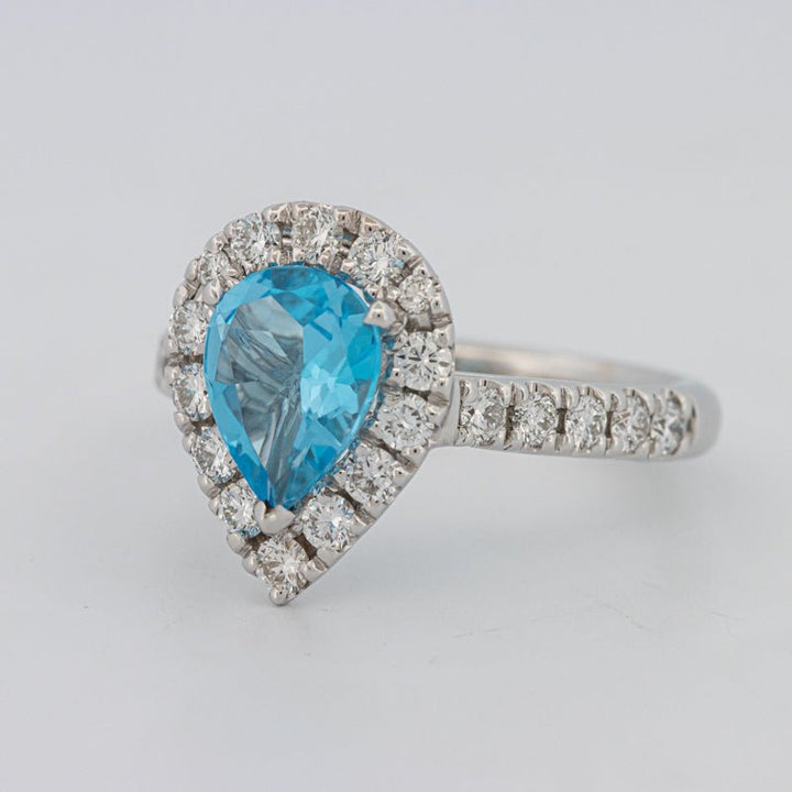 1.50 CT Pear - shape Topaz Halo Ring - ZIZOV DIAMONDS