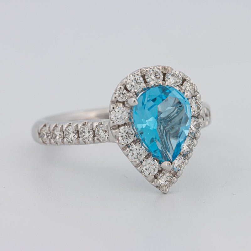 1.50 CT Pear - shape Topaz Halo Ring - ZIZOV DIAMONDS