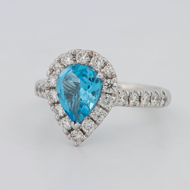 1.50 CT Pear - shape Topaz Halo Ring - ZIZOV DIAMONDS