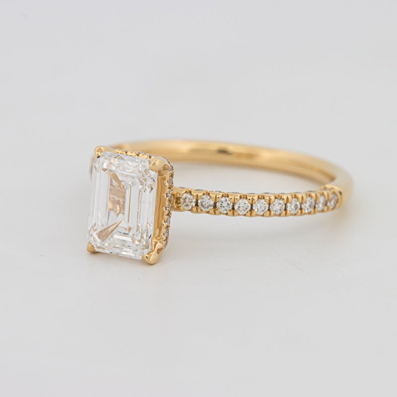 1.50 CT Under - Halo Emerald Cut Pavé Ring (LG) - ZIZOV DIAMONDS