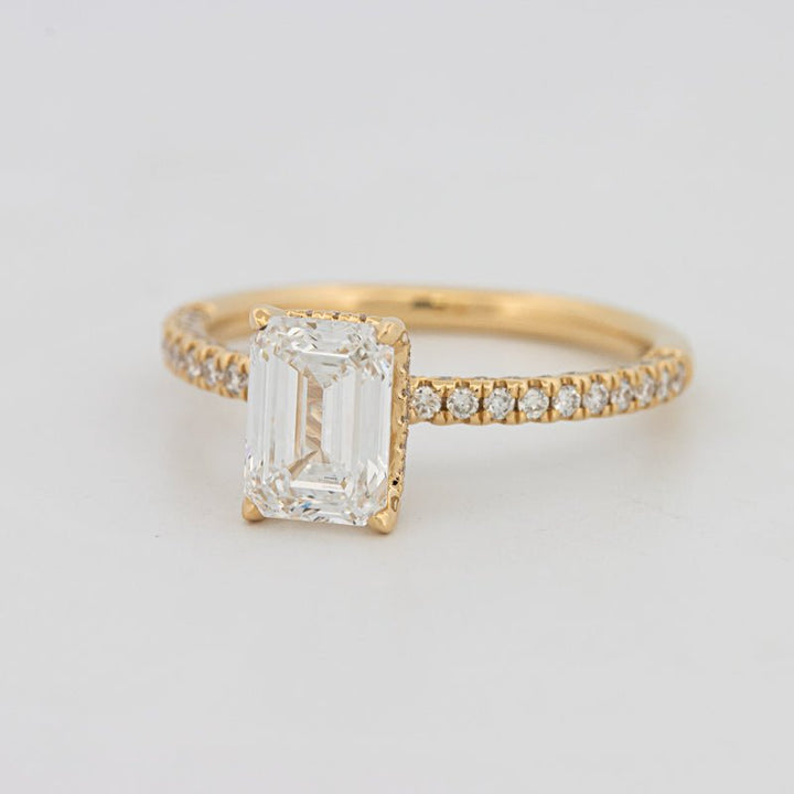 1.50 CT Under - Halo Emerald Cut Pavé Ring (LG) - ZIZOV DIAMONDS