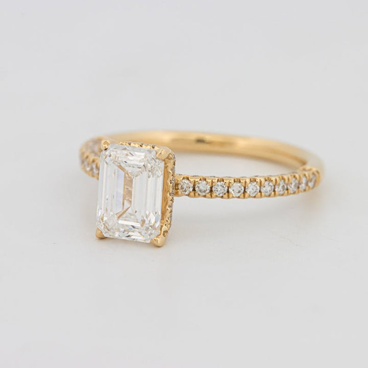 1.50 CT Under - Halo Emerald Cut Pavé Ring (LG) - ZIZOV DIAMONDS