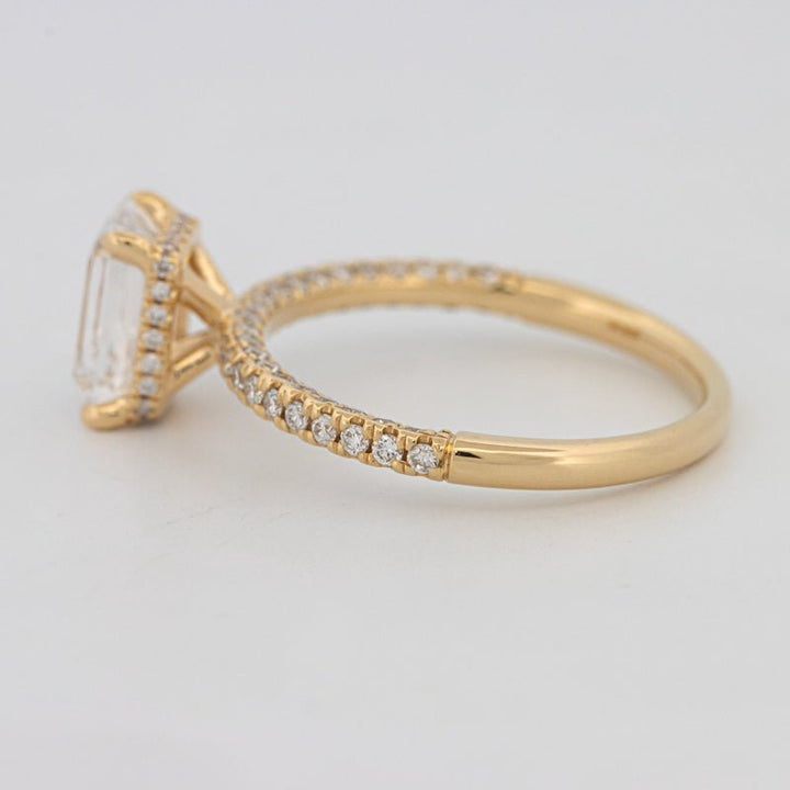 1.50 CT Under - Halo Emerald Cut Pavé Ring (LG) - ZIZOV DIAMONDS