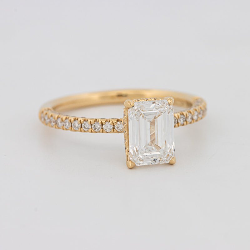 1.50 CT Under - Halo Emerald Cut Pavé Ring (LG) - ZIZOV DIAMONDS