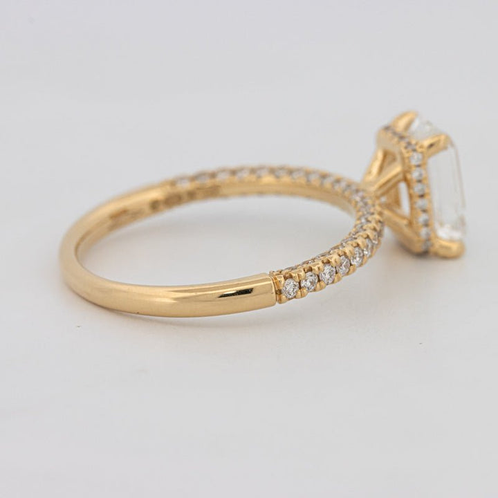 1.50 CT Under - Halo Emerald Cut Pavé Ring (LG) - ZIZOV DIAMONDS