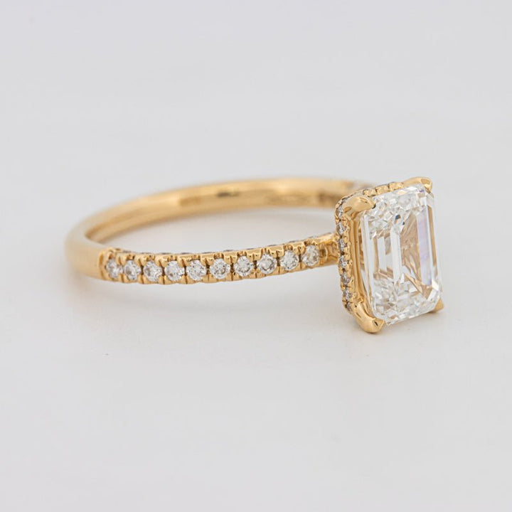 1.50 CT Under - Halo Emerald Cut Pavé Ring (LG) - ZIZOV DIAMONDS