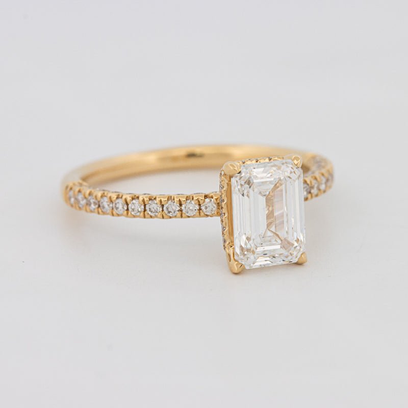 1.50 CT Under - Halo Emerald Cut Pavé Ring (LG) - ZIZOV DIAMONDS