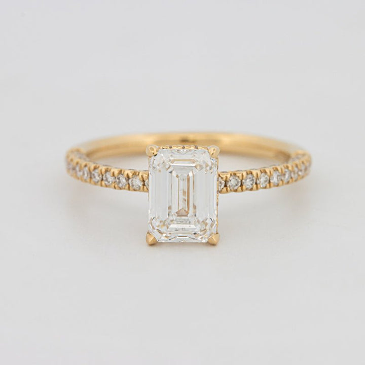 1.50 CT Under - Halo Emerald Cut Pavé Ring (LG) - ZIZOV DIAMONDS