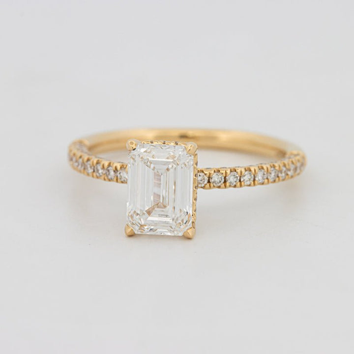 1.50 CT Under - Halo Emerald Cut Pavé Ring (LG) - ZIZOV DIAMONDS