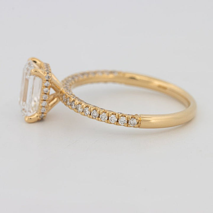 1.50 CT Under - Halo Emerald Cut Pavé Ring (LG) - ZIZOV DIAMONDS