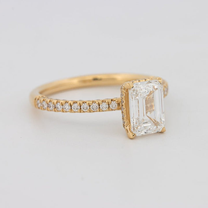 1.50 CT Under - Halo Emerald Cut Pavé Ring (LG) - ZIZOV DIAMONDS