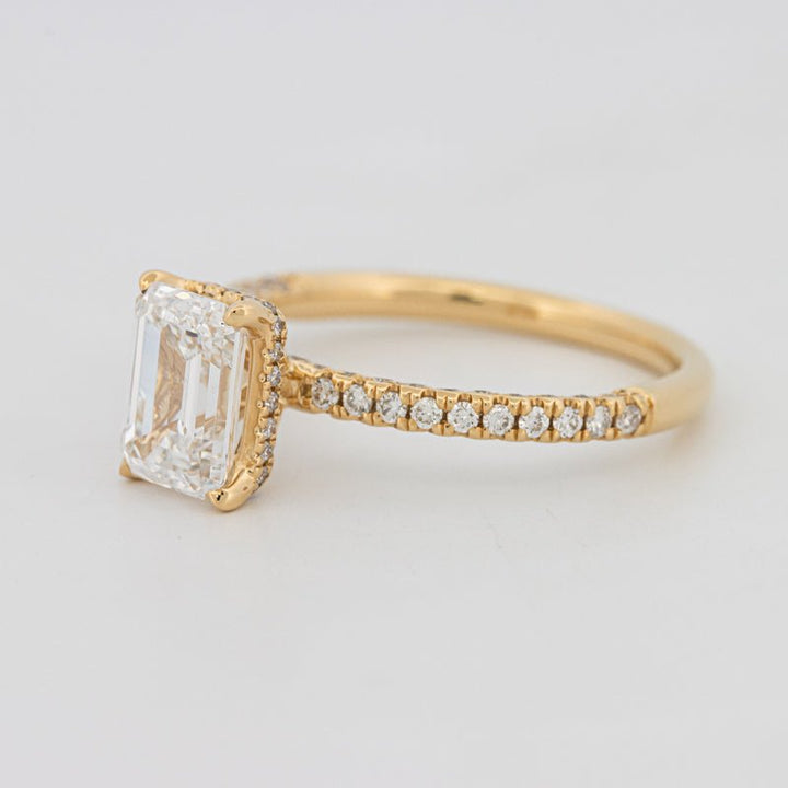 1.50 CT Under - Halo Emerald Cut Pavé Ring (LG) - ZIZOV DIAMONDS