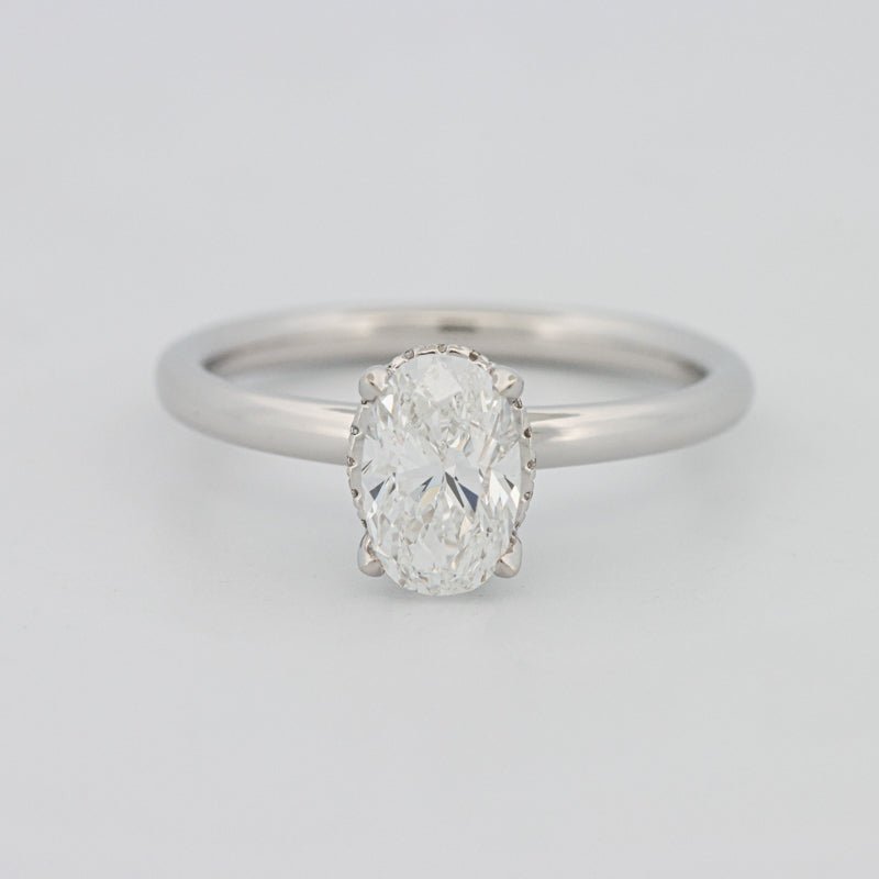 1.50 CT Under-Halo Oval Cut Solitaire