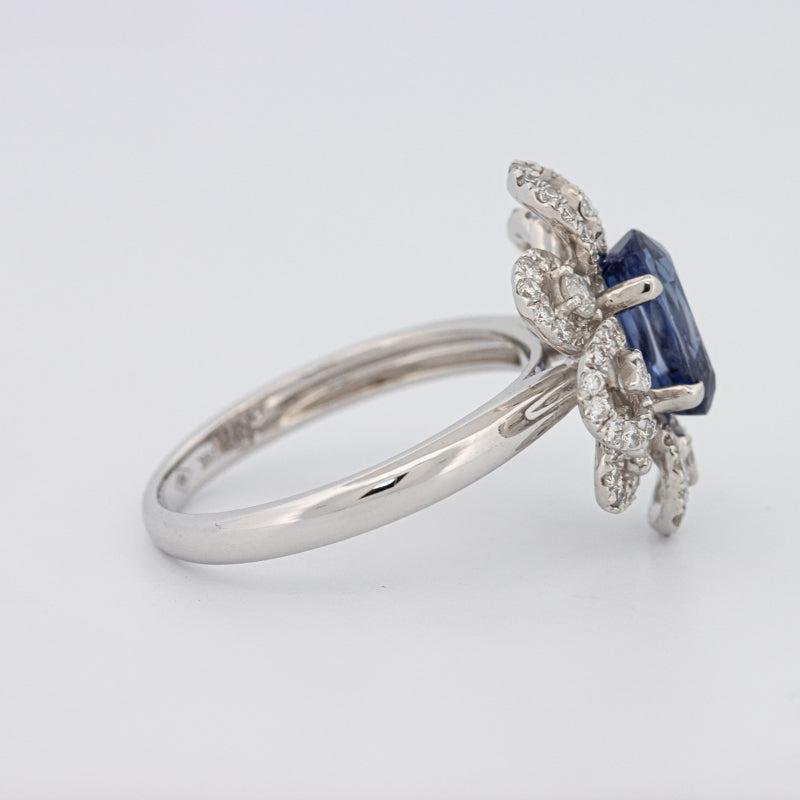 1.80 CT Oval Blue Sapphire Flower Ring - ZIZOV DIAMONDS