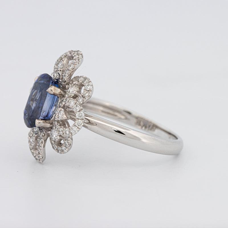 1.80 CT Oval Blue Sapphire Flower Ring - ZIZOV DIAMONDS