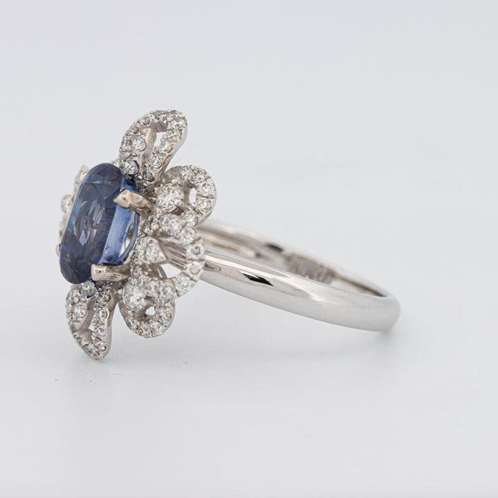 1.80 CT Oval Blue Sapphire Flower Ring - ZIZOV DIAMONDS