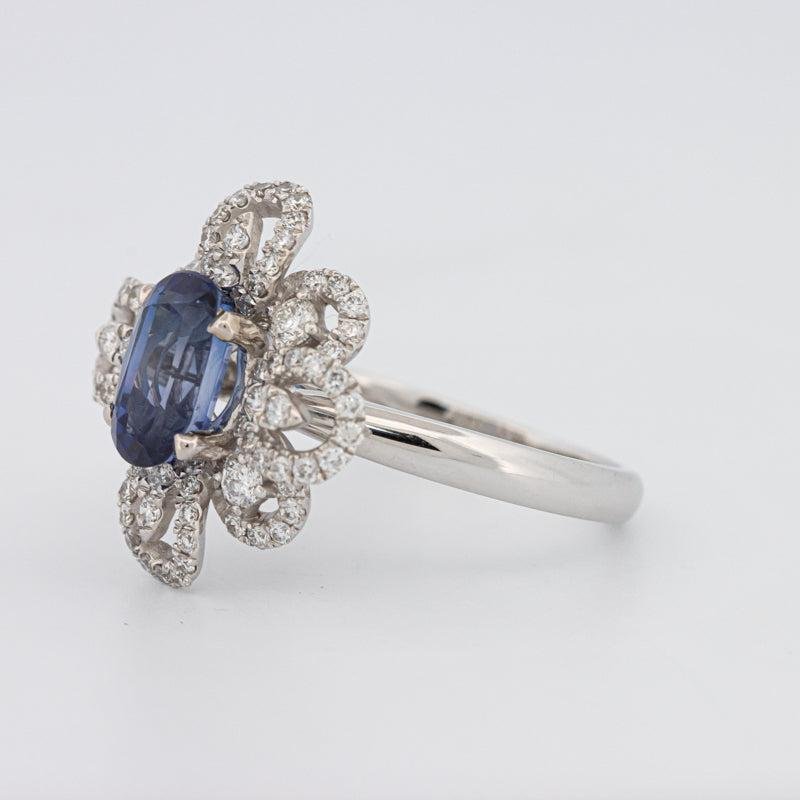 1.80 CT Oval Blue Sapphire Flower Ring - ZIZOV DIAMONDS