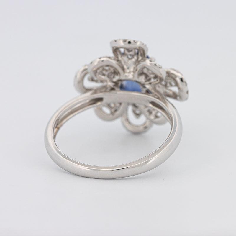 1.80 CT Oval Blue Sapphire Flower Ring - ZIZOV DIAMONDS